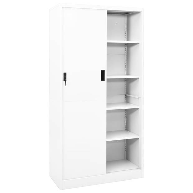 The Living Store Opbergkast - Staal - 90 x 40 x 180 cm - Schuifdeur - Verstelbare schappen