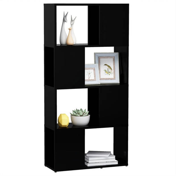 The Living Store Boekenkast Kamerverdeler - 60 x 24 x 124.5 cm - Zwart spaanplaat