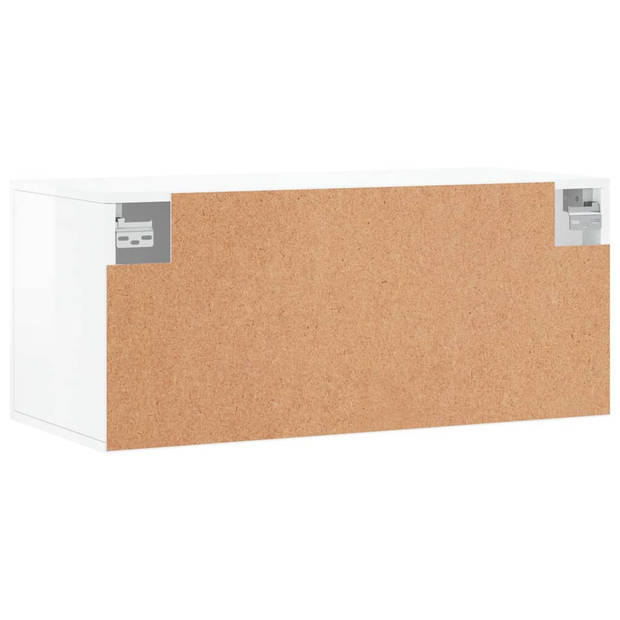 The Living Store Wandkast - Hoogglans wit - 80 x 36.5 x 35 cm - Duurzaam materiaal