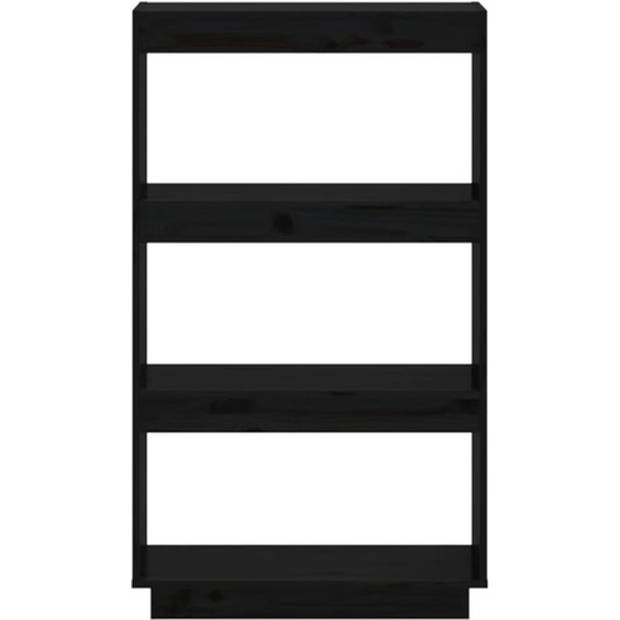 The Living Store Boekenkast - Zwart Massief Grenenhout - 60x35x103 cm - Kan gebruikt worden als kamerscherm
