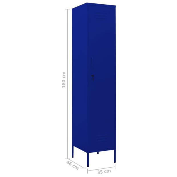 The Living Store Lockerkast - Staal - 35 x 46 x 180 cm - Marineblauw