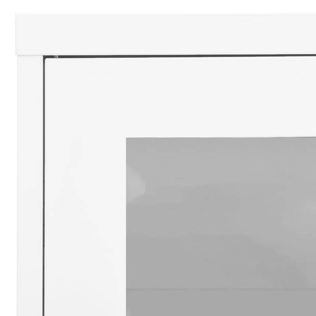 The Living Store Archiefkast - Staal en Gehard Glas - 90x40x70 cm - Wit