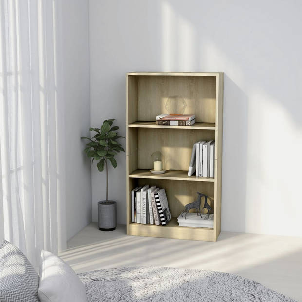 The Living Store Boekenkast - Sonoma Eiken - 60 x 24 x 109 cm - 3-laags ontwerp