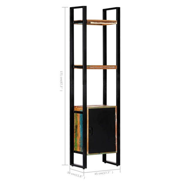 The Living Store Boekenkast - Gerecycled Hout - 45x30x171 cm - 1 deur - 3 schappen