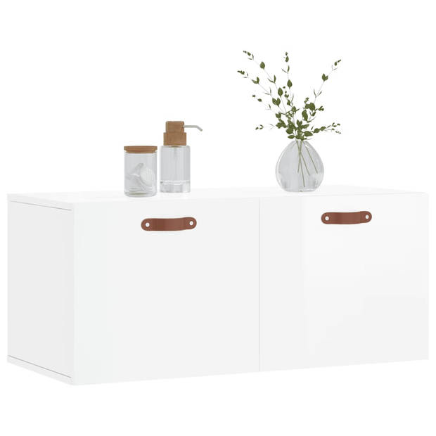 The Living Store Wandkast - Hoogglans wit - 80 x 36.5 x 35 cm - Duurzaam materiaal