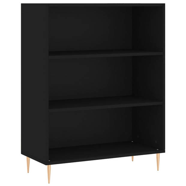 The Living Store Boekenkast Zwart - 69.5 x 32.5 x 90 cm - Metalen Voeten