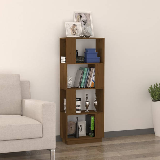 The Living Store Boekenkast Massief Grenenhout - 51 x 25 x 132 cm - Honingbruin