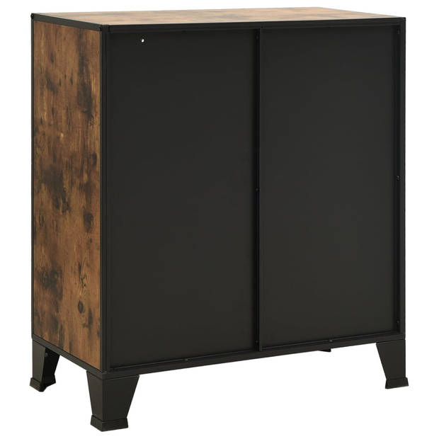 The Living Store Opbergkast - 72 x 36 x 82 cm - Rustiek Bruin Metalen en MDF Kast met 3 Gaasdeuren