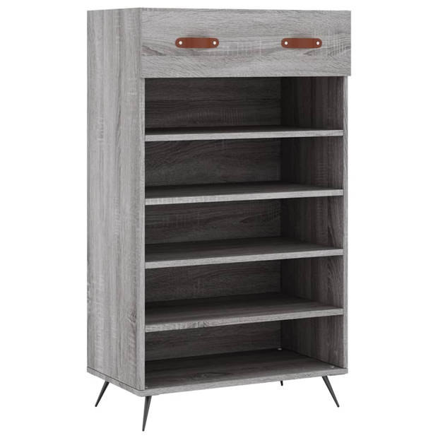 The Living Store Schoenenkast - Grijs Sonoma Eiken - 60x35x105 cm - Duurzaam Hout - Voldoende Opbergruimte