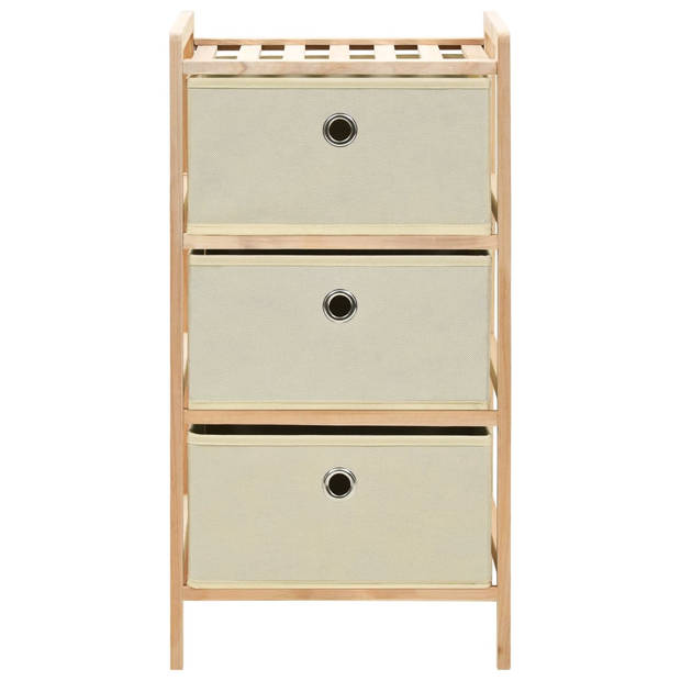 The Living Store Opslagmeubel - Cederhout - 3 Manden - 32x26x60cm - Beige - Draagvermogen 2kg - 2 rekken