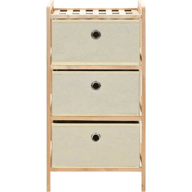 The Living Store Opslagmeubel - Cederhout - 3 Manden - 32x26x60cm - Beige - Draagvermogen 2kg - 2 rekken