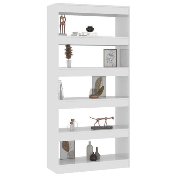 The Living Store Boekenkast Spaanplaat - 80 x 30 x 166 cm - Hoogglans Wit