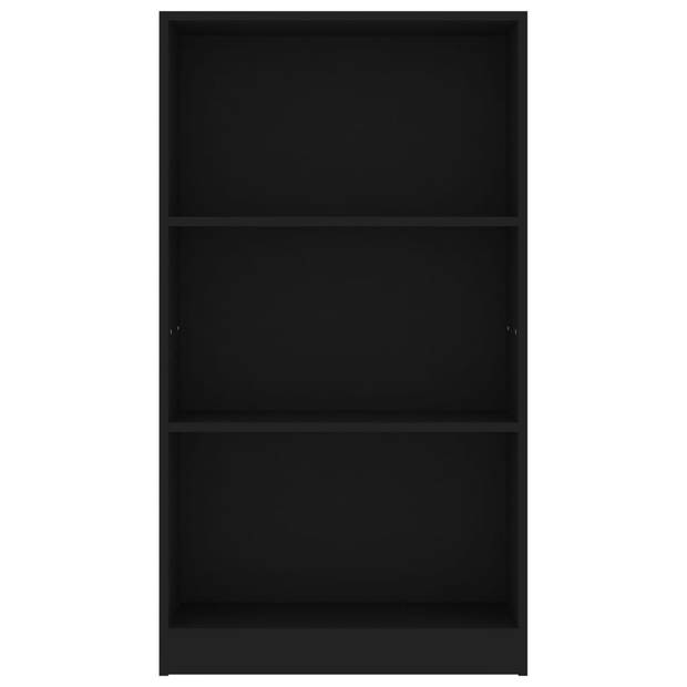 The Living Store Boekenkast met 3 schappen 60x24x109 cm bewerkt hout zwart - Kast