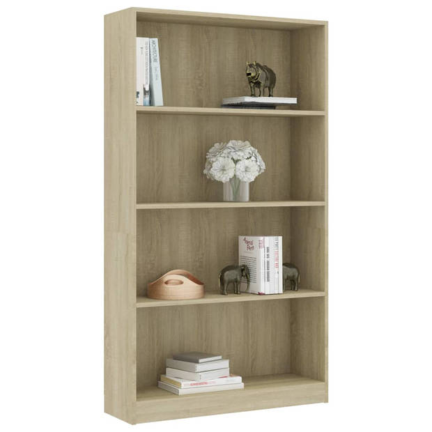 The Living Store Boekenkast - Sonoma eiken - 80 x 24 x 142 cm - 4-laags