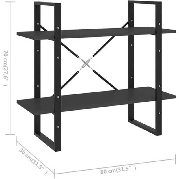 The Living Store Boekenkast Industrieel - 80 x 30 x 70 cm - Grijs