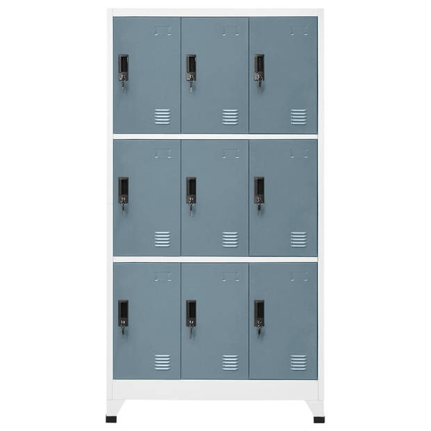 The Living Store Lockerkast Opbergkast - 90 x 45 x 180 cm - Staal met Afsluitbare Deuren