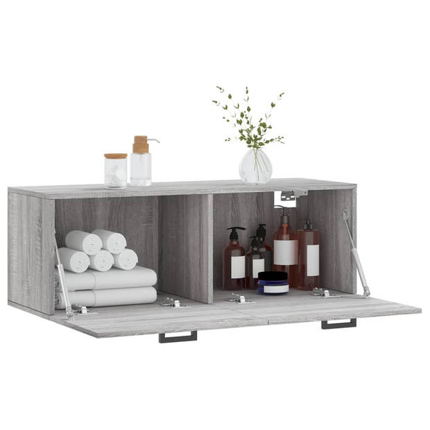 The Living Store Wandkast - Grijs Sonoma Eiken - 100 x 36.5 x 35 cm