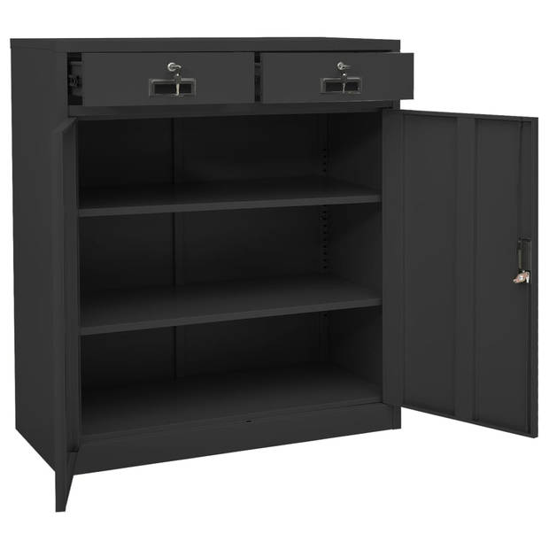 The Living Store Archiefkast - Staal - 90 x 40 x 102 cm - Antraciet