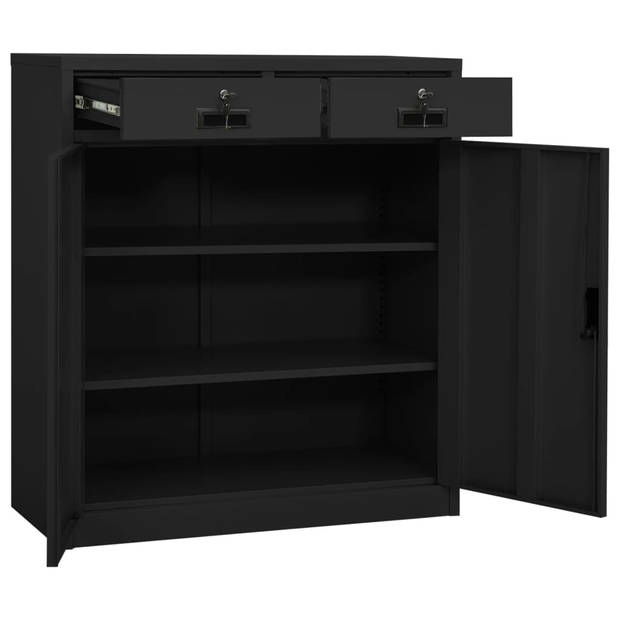 The Living Store Archiefkast - Staal - 90 x 40 x 102 cm - Antraciet