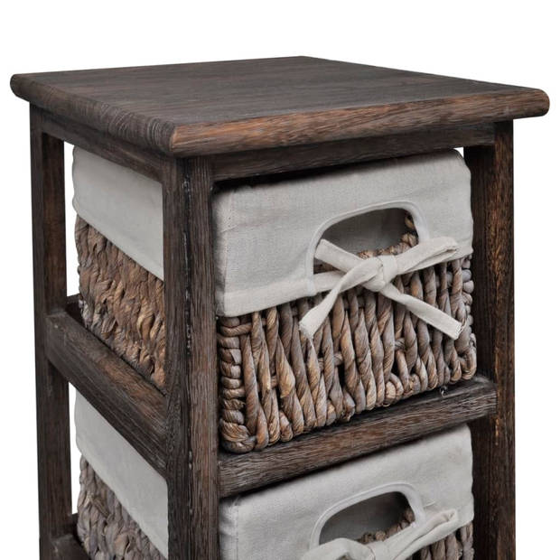 The Living Store Houten Kastje - 5 Lagen - Rattan Manden - Bruin - 25 x 28 x 90 cm