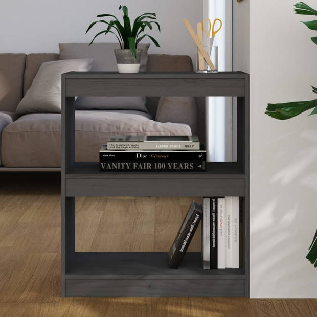 The Living Store Boekenkast Grenenhout - 60 x 30 x 71.5 cm - Grijs