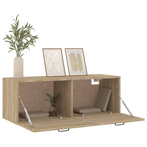 The Living Store Wandkast - Sonoma eiken - 100 x 36.5 x 35 cm - Hoge kwaliteit