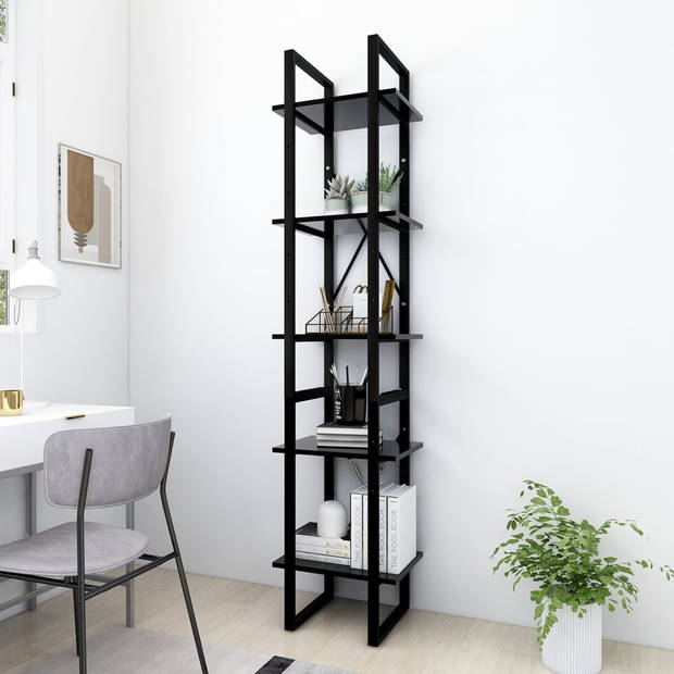 The Living Store Boekenkast Metalen Frame - 40 x 30 x 105 cm - Zwart