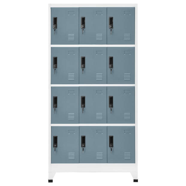 The Living Store Lockerkast Opbergkast - 90x45x180 cm - Staal - Licht- en donkergrijs