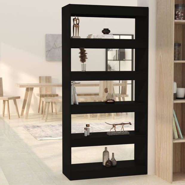 The Living Store Boekenkast - Hout - Zwart - 80x30x166cm - Stabiel - Veelzijdig