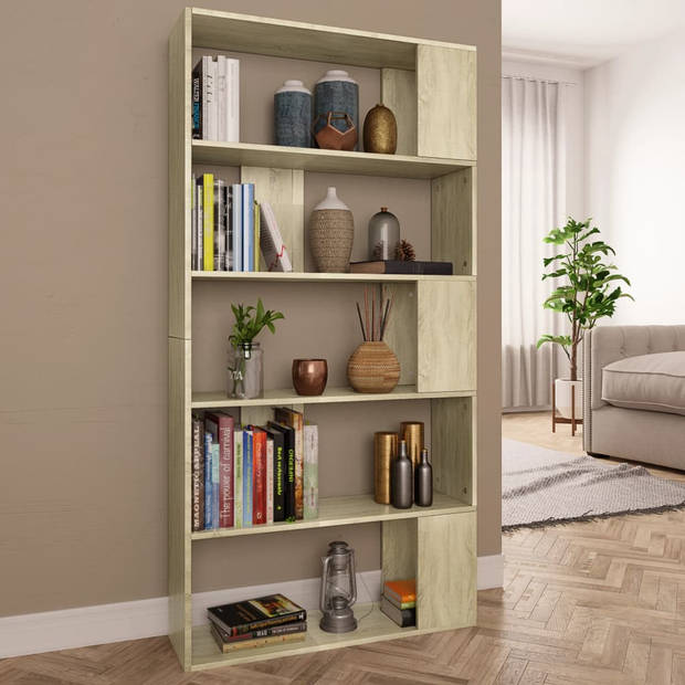 The Living Store Boekenkast - Sonoma eiken - 80 x 24 x 159 cm - 5 vakken