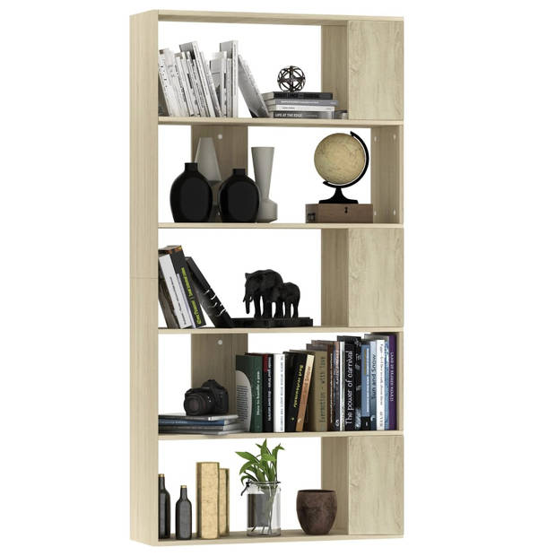 The Living Store Boekenkast - Sonoma eiken - 80 x 24 x 159 cm - 5 vakken