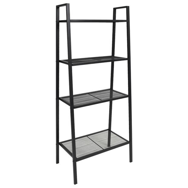 The Living Store Boekenrek - Compact ladderontwerp - 4 schappen - Staal - 62 x 35.5 x 148 cm