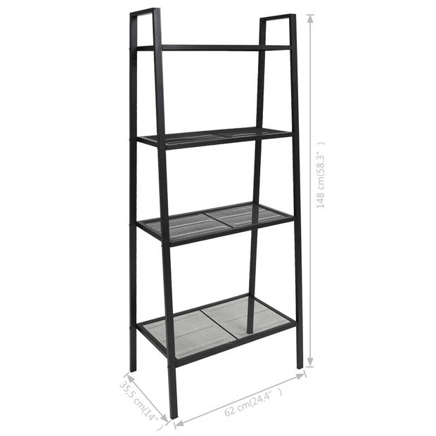 The Living Store Boekenrek - Compact ladderontwerp - 4 schappen - Staal - 62 x 35.5 x 148 cm