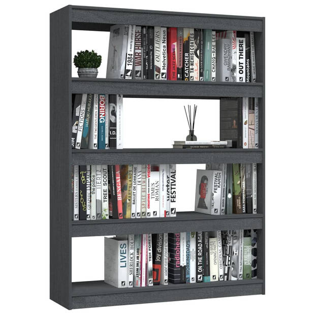 The Living Store Boekenkast - Massief Grenenhout - 100 x 30 x 135.5 cm - Grijs