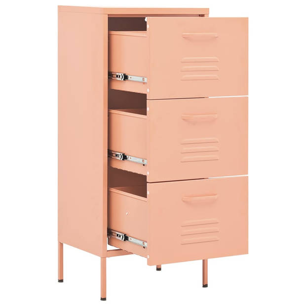 The Living Store Opbergkast - Stalen Constructie - 42.5 x 35 x 101.5 cm - Roze