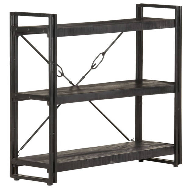 The Living Store Boekenkast Retro Industrieel - 90x30x80 cm - Mangohout/Zwart