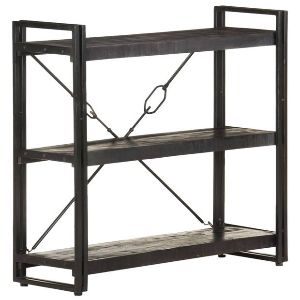 The Living Store Boekenkast Retro Industrieel - 90x30x80 cm - Mangohout/Zwart