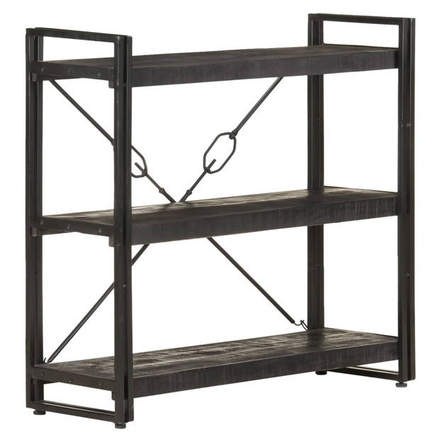 The Living Store Boekenkast Retro Industrieel - 90x30x80 cm - Mangohout/Zwart