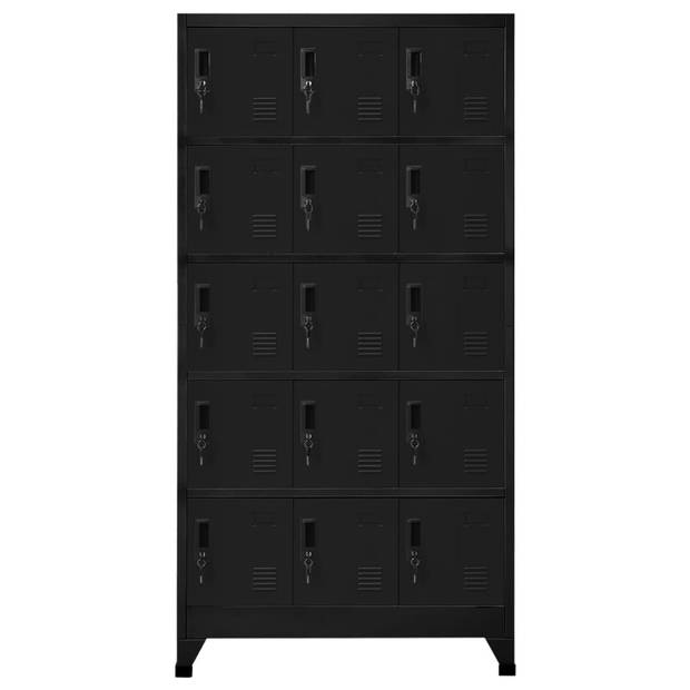 The Living Store Lockerkasten - Stalen opbergkast - 90 x 40 x 180 cm - Zwart