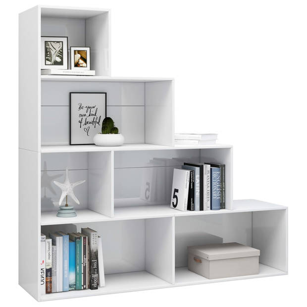 vidaXL Boekenkast/kamerscherm 155x24x160 cm bewerkt hout hoogglans wit