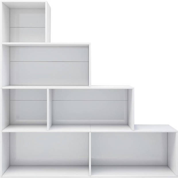 The Living Store Boekenkast Bewerkt Hout - 155x24x160cm - Hoogglans Wit