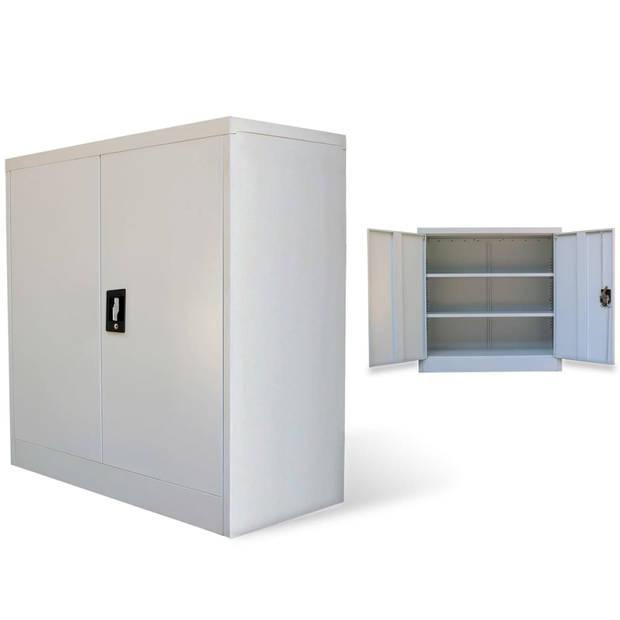 The Living Store Archiefkast - 90 x 40 x 90 cm - Grijs - Staal