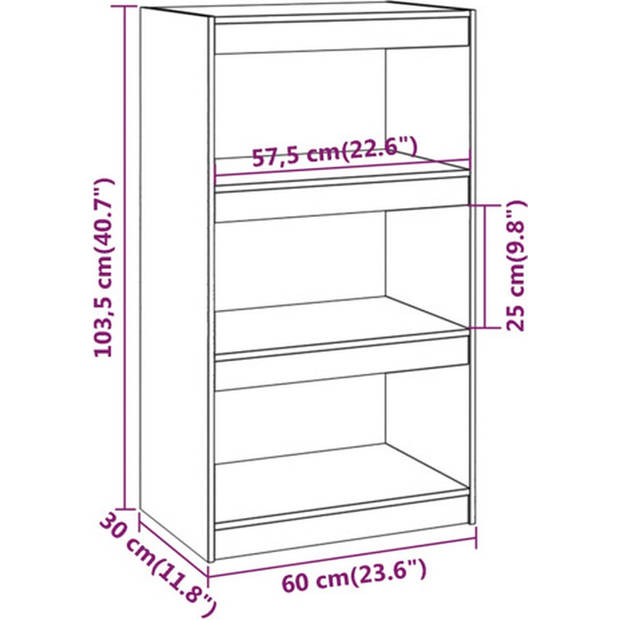 The Living Store Boekenkast Grenenhout - 60 x 30 x 103.5 cm - Wit