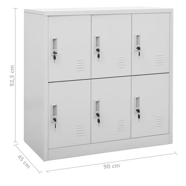 The Living Store Lockerkasten - The Living Store - Opbergkast - 90x45x92.5 cm - Lichtgrijs - Staal