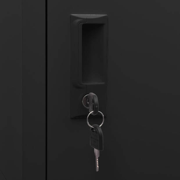 The Living Store Lockerkast A - Lockerkast - 38x45x180 cm - Zwart