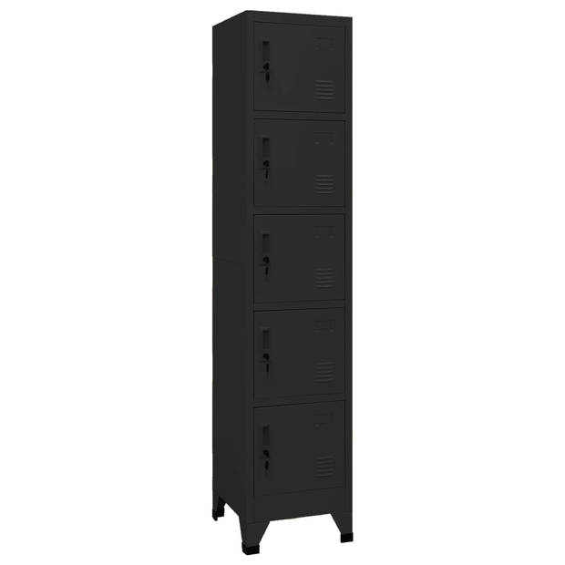 The Living Store Lockerkast X - Lockers - 38x40x180 cm - Zwart