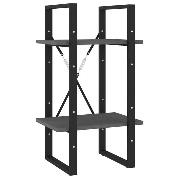 The Living Store Boekenkast Grenenhout - 40 x 30 x 105 cm - Grijs - Metalen frame