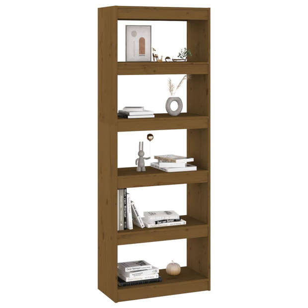 The Living Store Boekenkast Grenenhout - 60 x 30 x 167.5 - Honingbruin