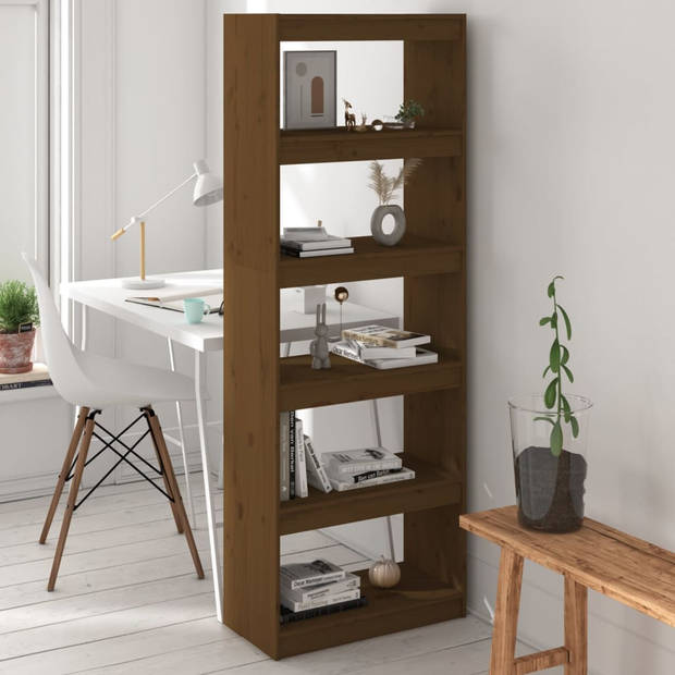 The Living Store Boekenkast Grenenhout - 60 x 30 x 167.5 - Honingbruin