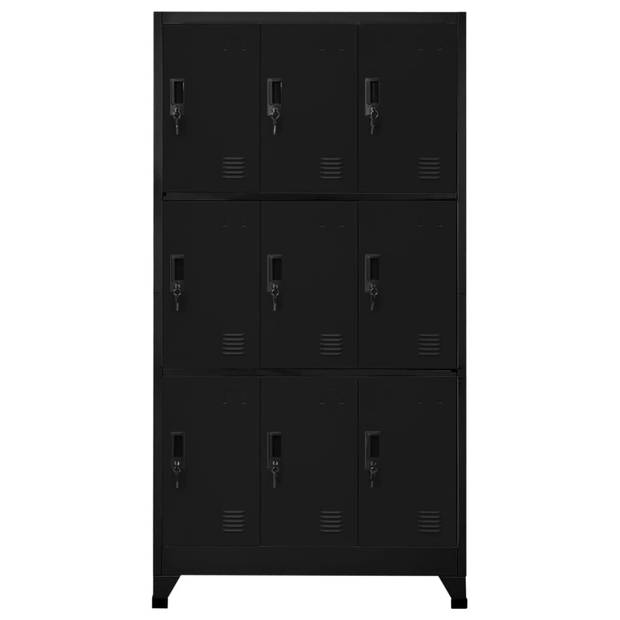 "The Living Store Lockerkast Opbergkast - 90x45x180cm - Zwart Staal"